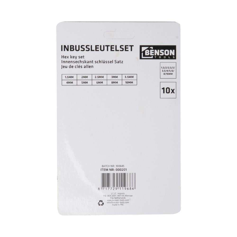 Innensechskantschlüsselsatz 10-tlg Ring