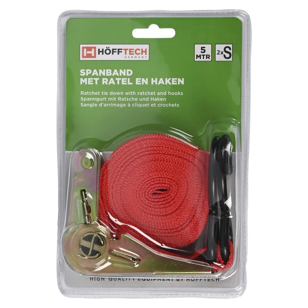 Ratchet tie down 5.0 m + ratchet + hooks