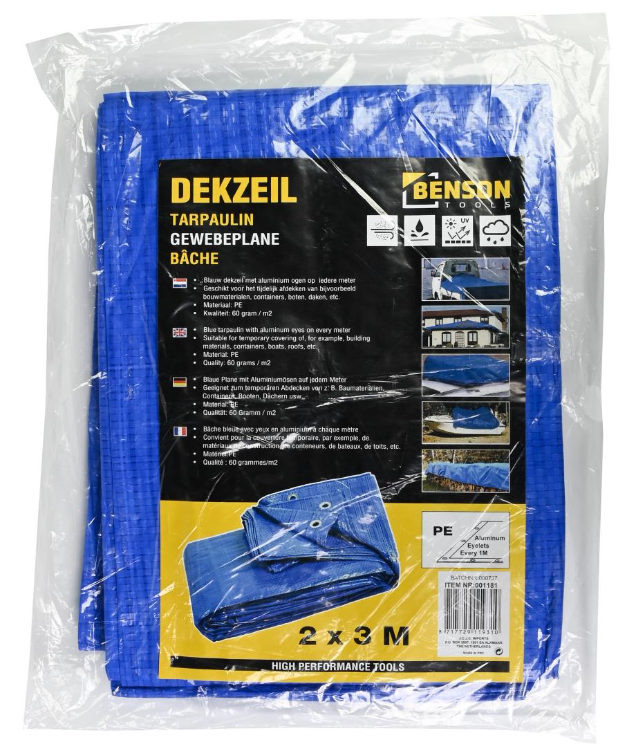 Dekzeil 2 x 3 mtr blauw