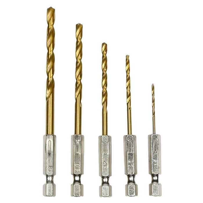 Drill set 5 pcs titaan 1,5/2,5/3,2/4,0/4,8 mm