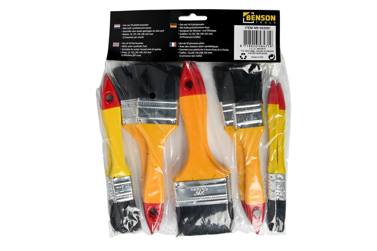 Paintbrushset 10 pcs flat