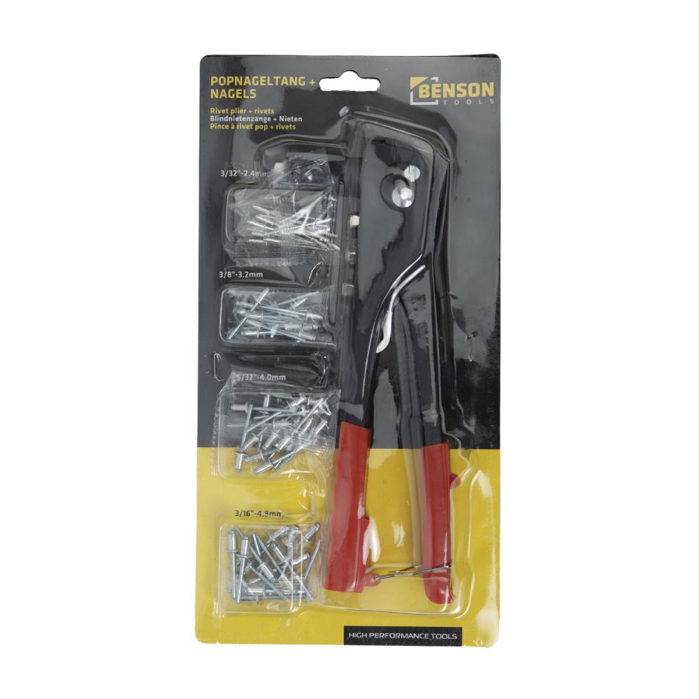 Pliers pop riveter with rivets