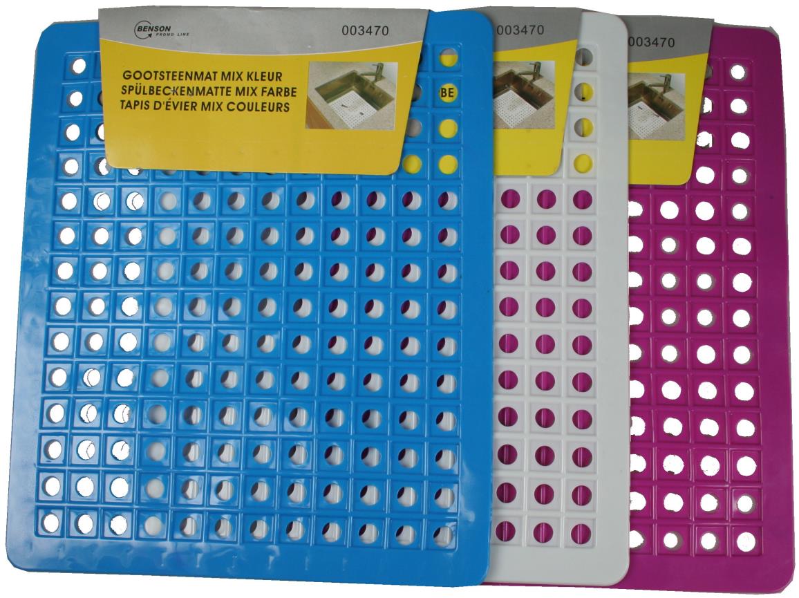 Tapis d'évier PVC carré mix