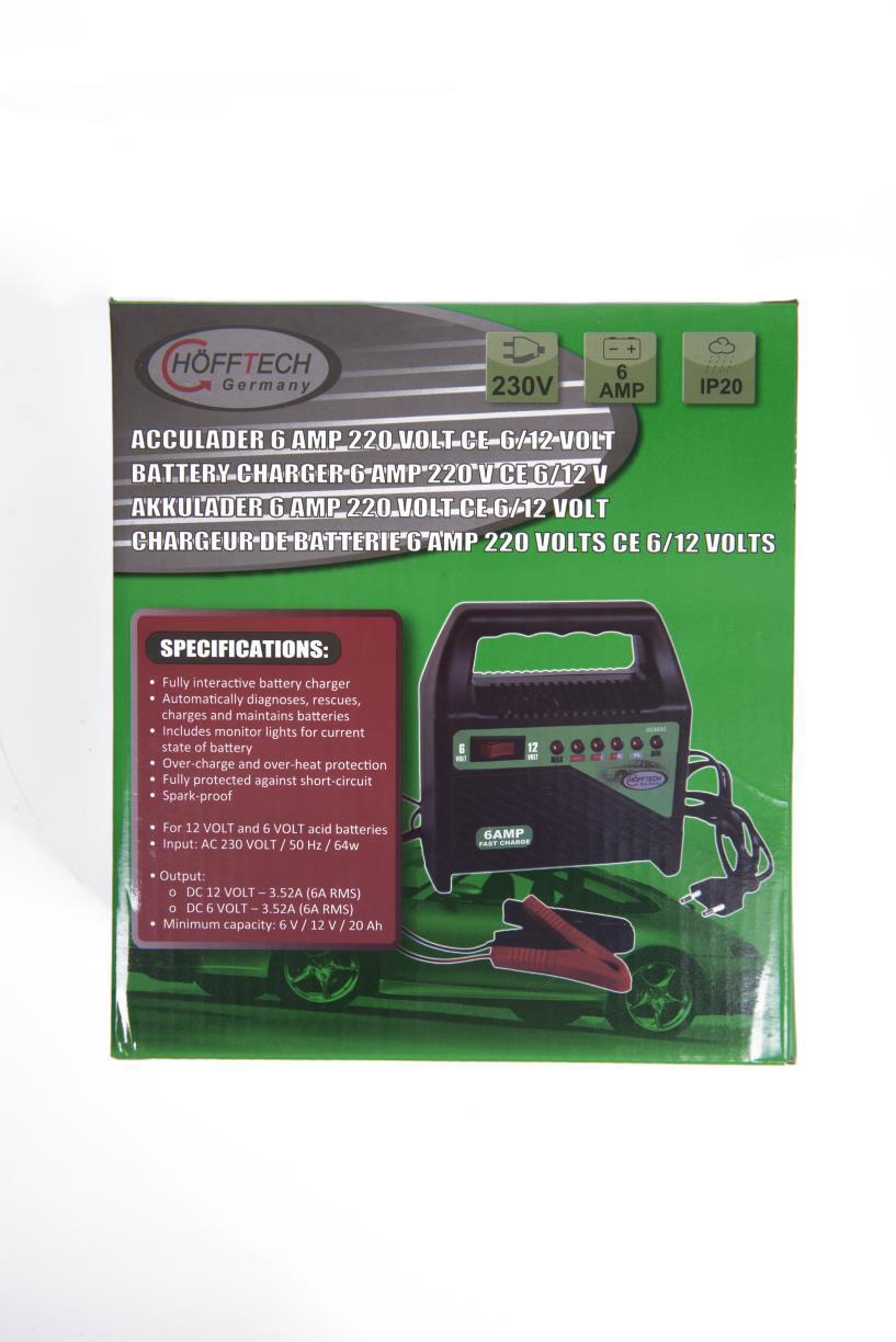 Chargeur de batterie 220-240V / 6-12V / 6A