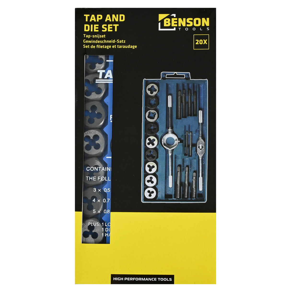 Tap and die set 20 pcs