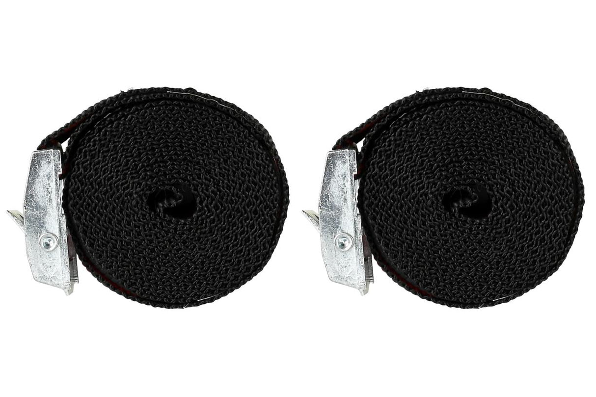 Ratchet tie down 2,5 m x 25 mm black/red 2 pcs