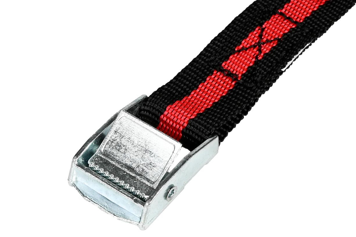 Ratchet tie down 2,5 m x 25 mm black/red 2 pcs