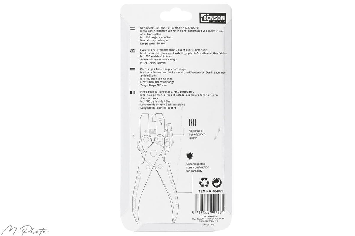 Pince à oillets profi + 100 oillets 4,5 mm