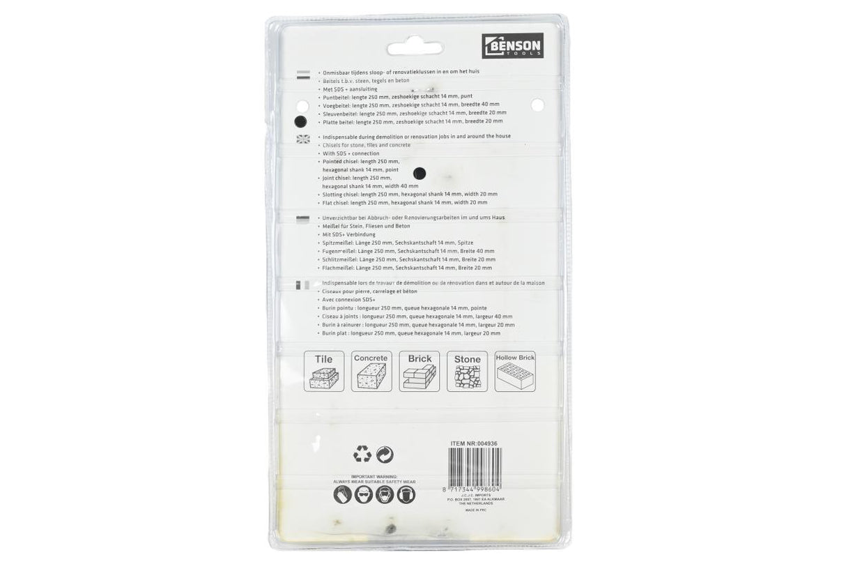 Chisel set stone 4 pcs SDS+
