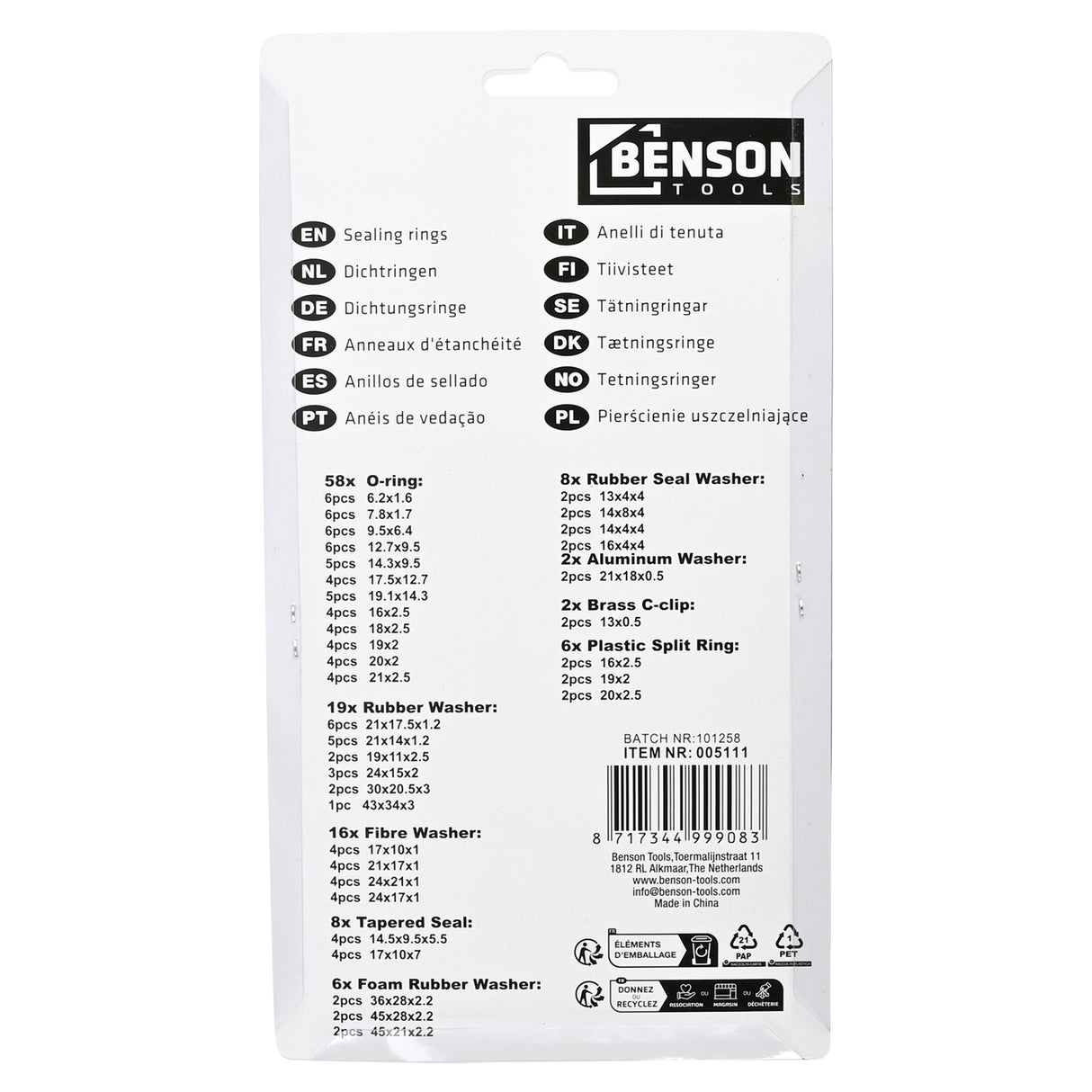 Sealing rings selection 125 pcs box