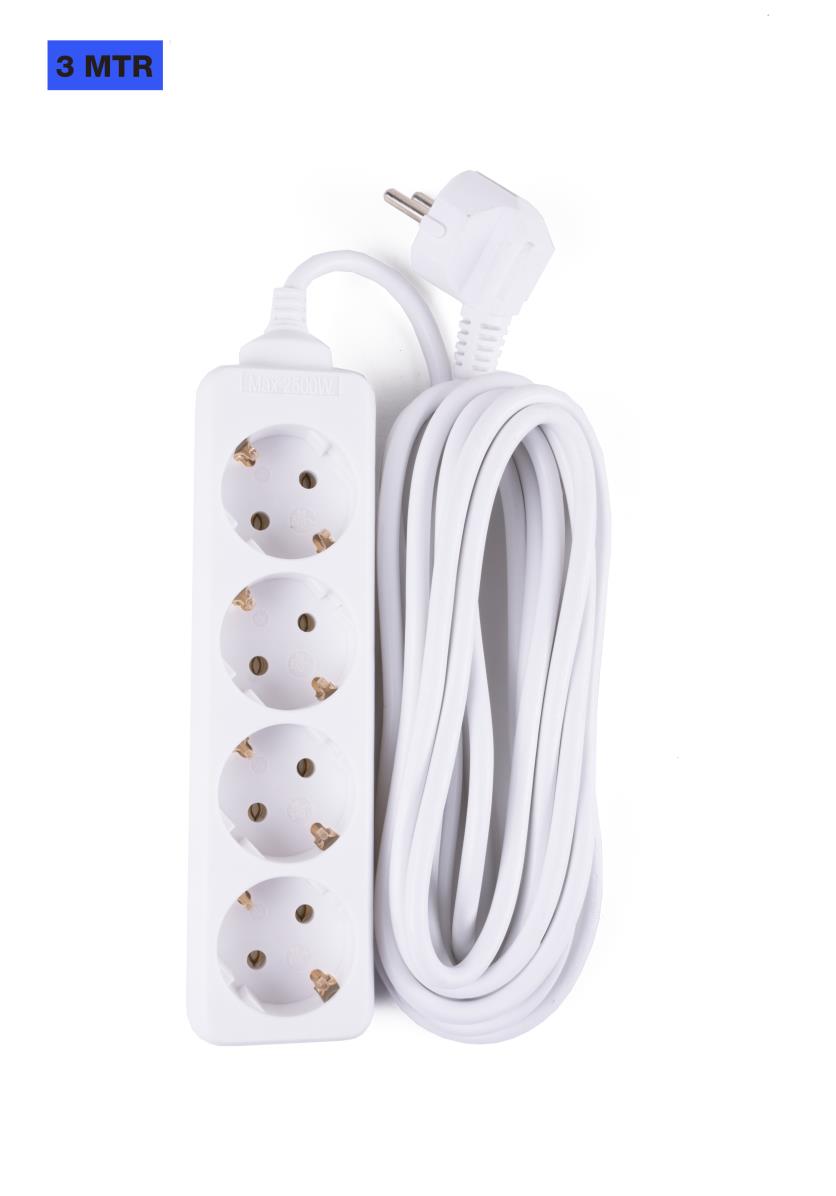 Extension socket 4-way + earth + 3.0 m