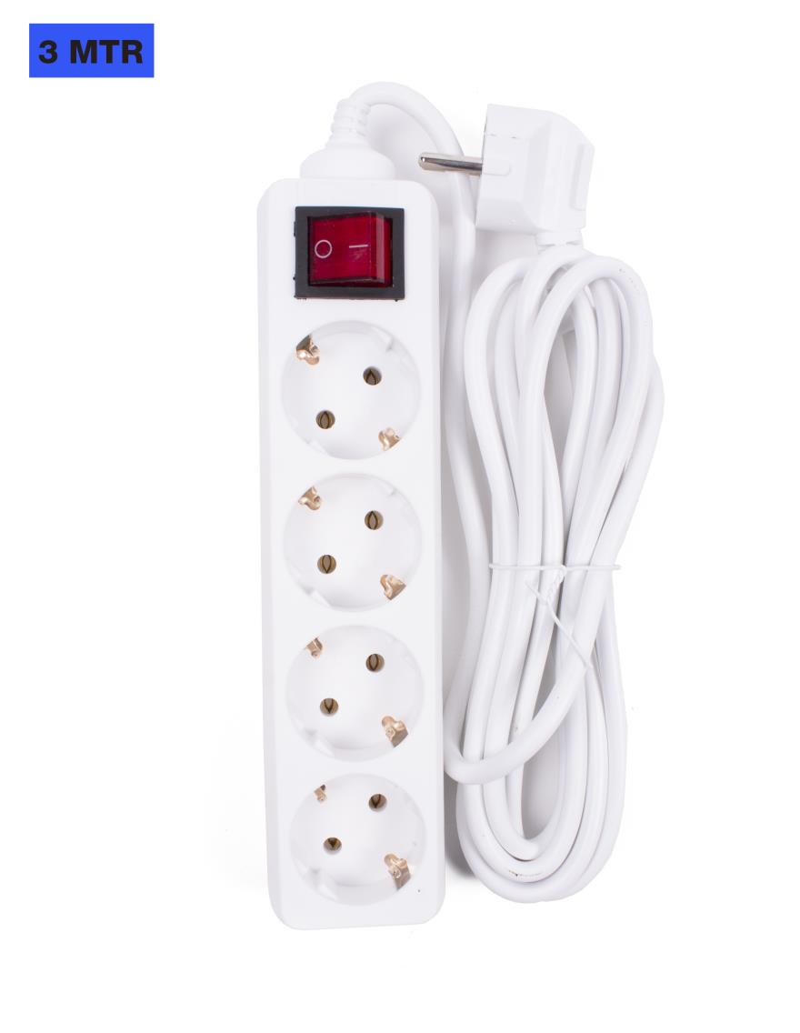 Extension socket 4-way + earth + switch 3.0 m