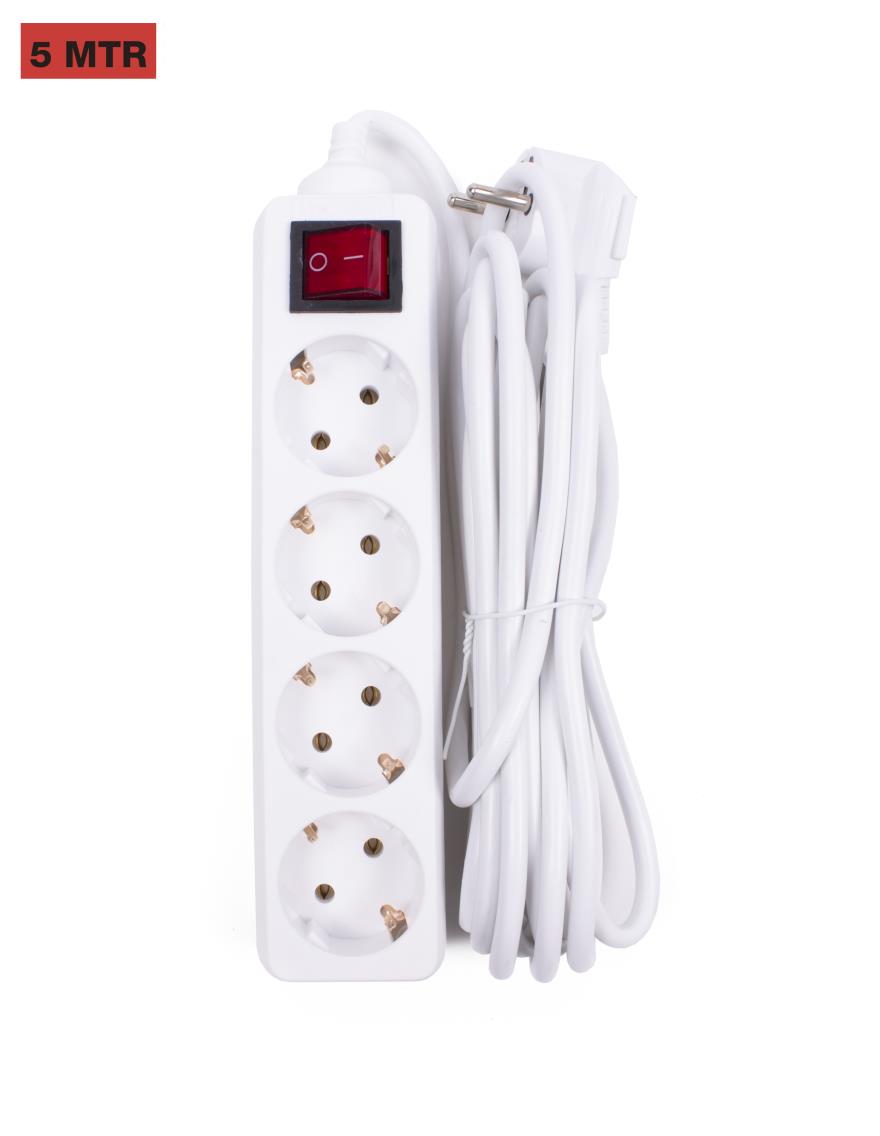 Extension socket 4-way + earth + switch 5.0 m