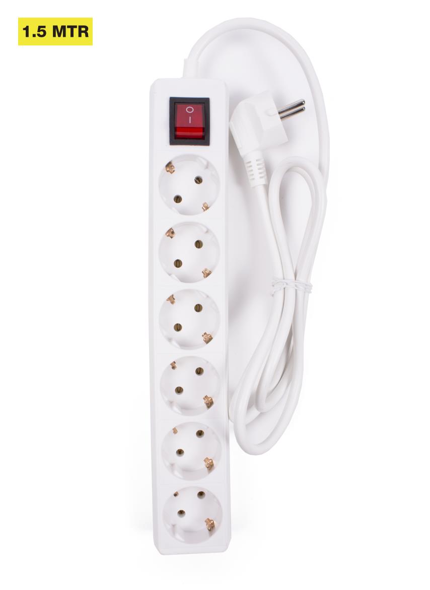 Bloc multiprise 6 prises + terre + interrupteur 1,5 m