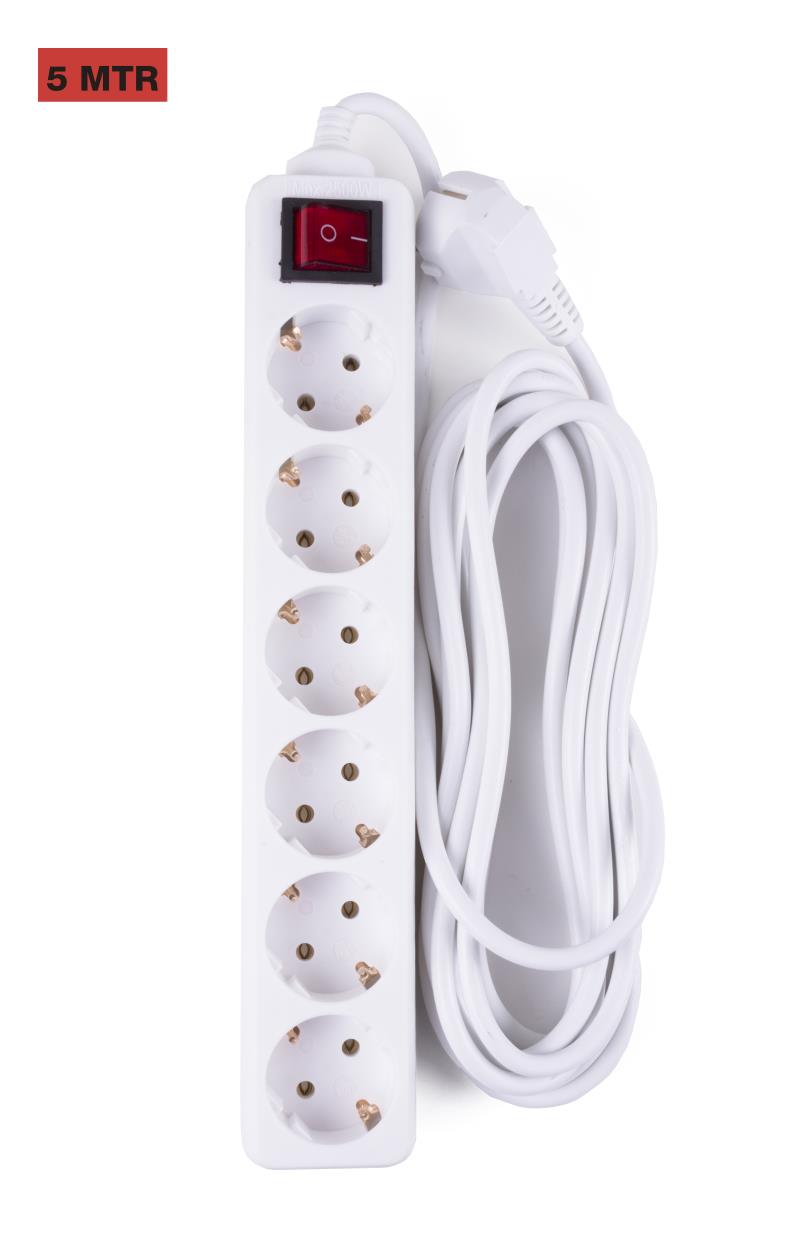Bloc multiprise 6 prises + terre + interrupteur 5,0 m