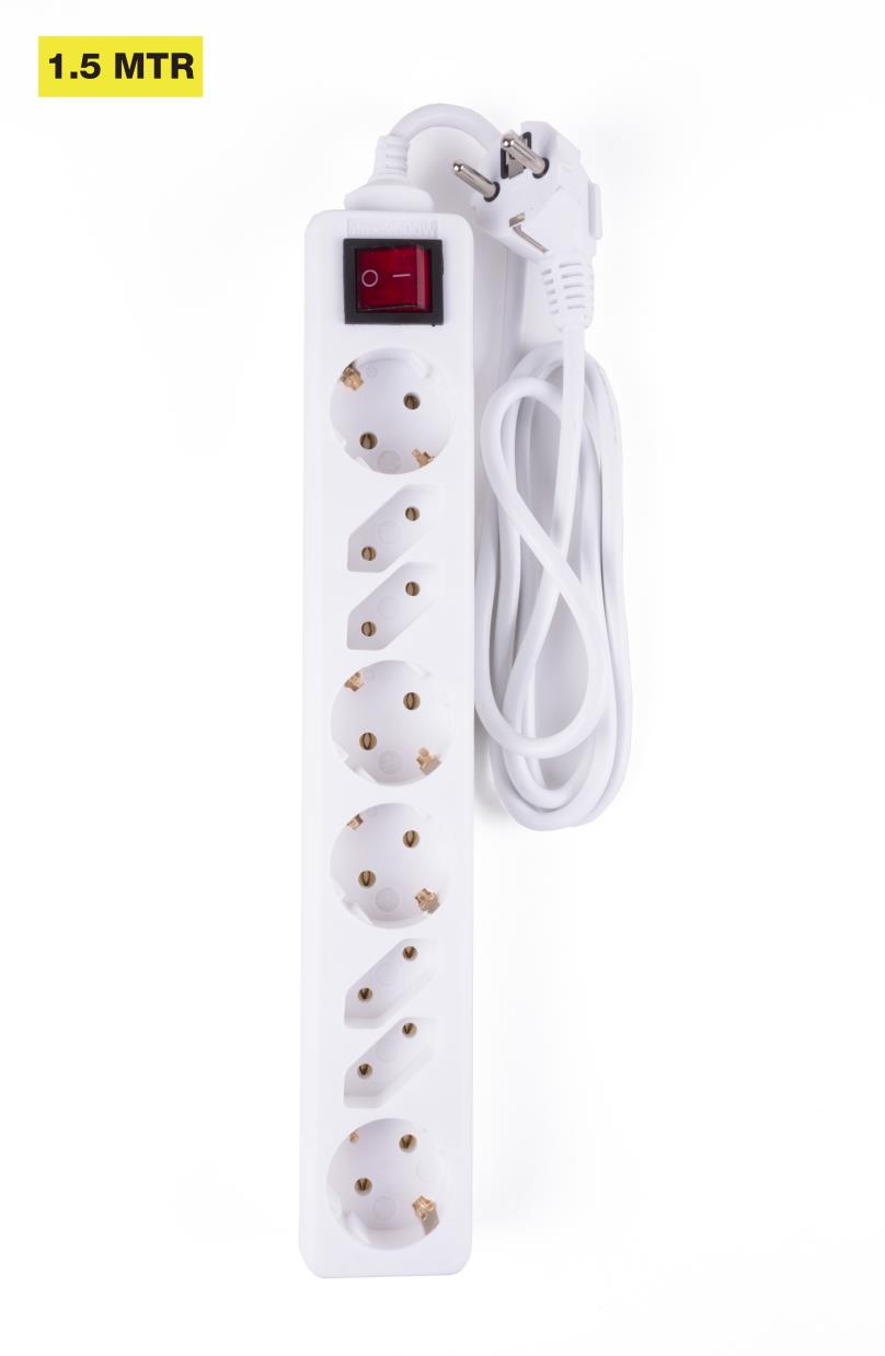 Extension socket 8-way + earth + switch 1.5 m