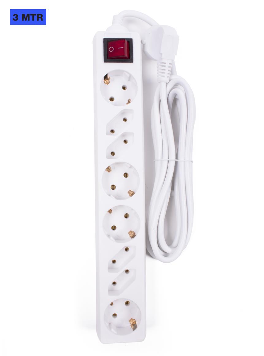 Extension socket 8-way + earth + switch 3.0 m