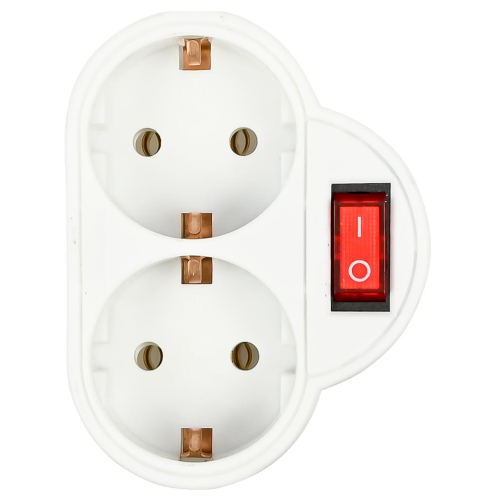 Socket double + earth + switch white