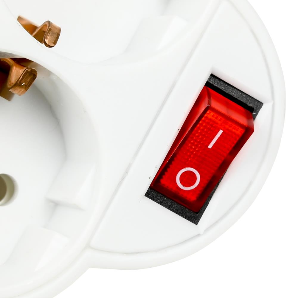Socket double + earth + switch white