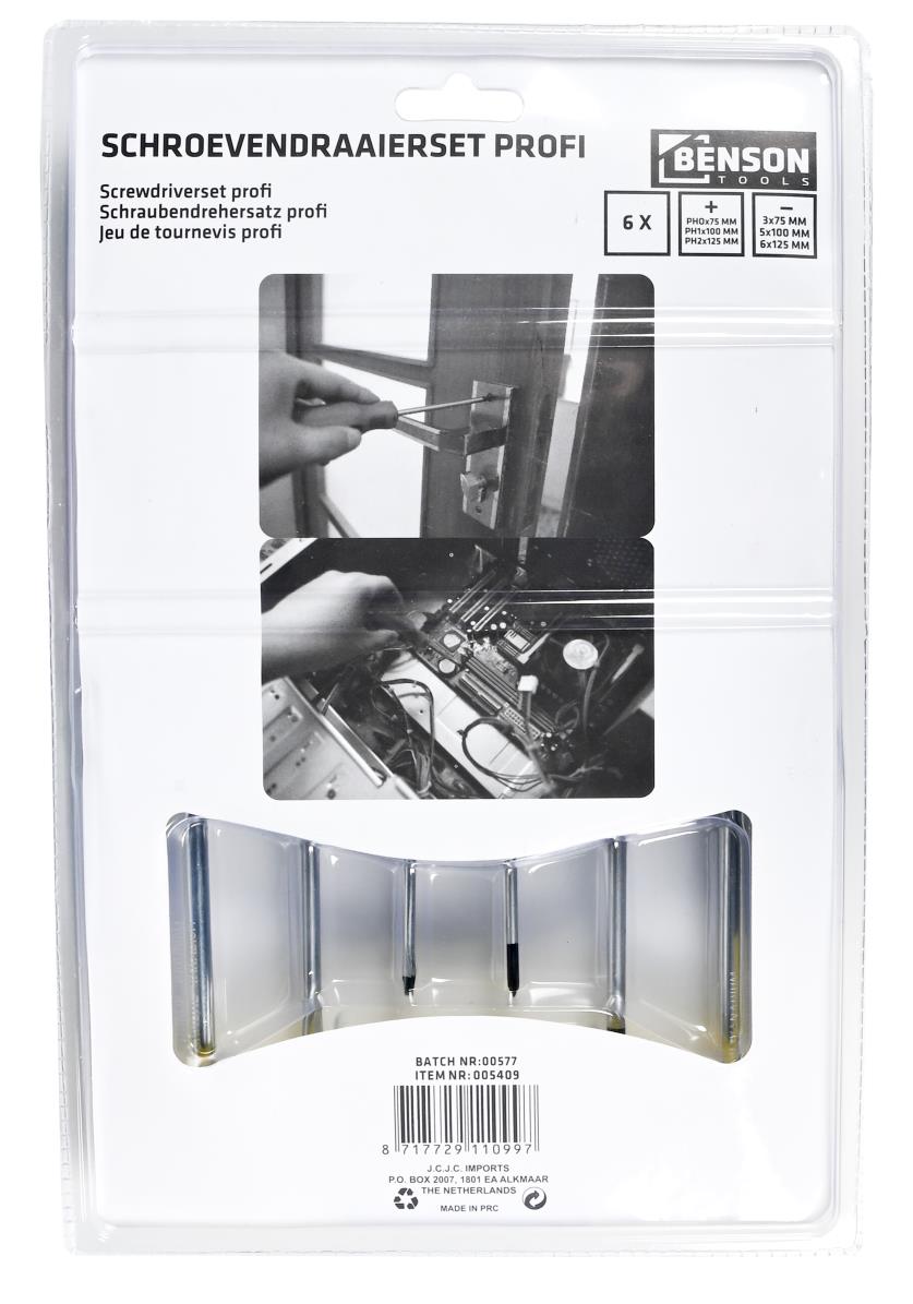Schroevendraaier set 6 dlg rekje profi