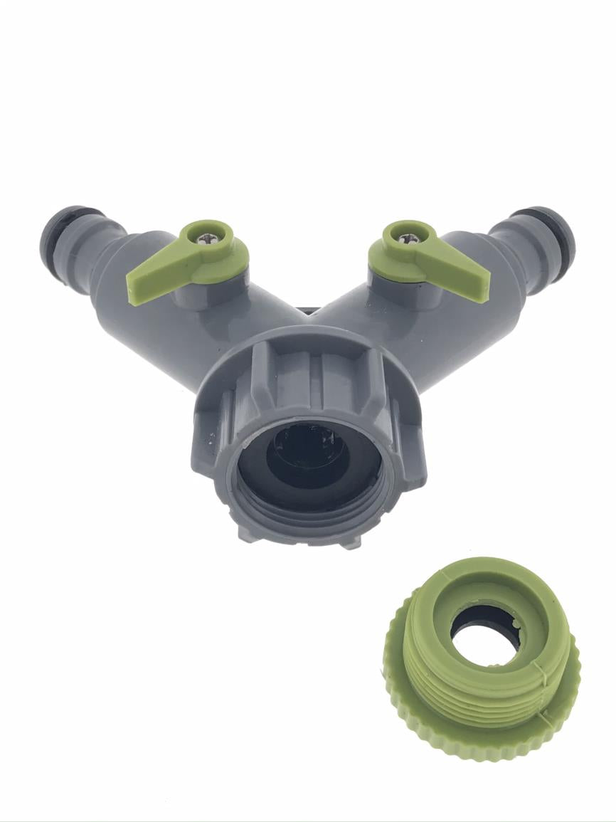 Water tap quick coupler adapter 2-way 1/2" - 3/4"