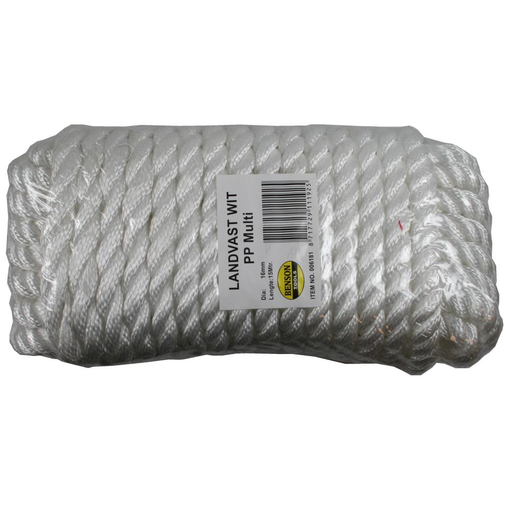 Touw landvast 16 mm x 15 mtr wit
