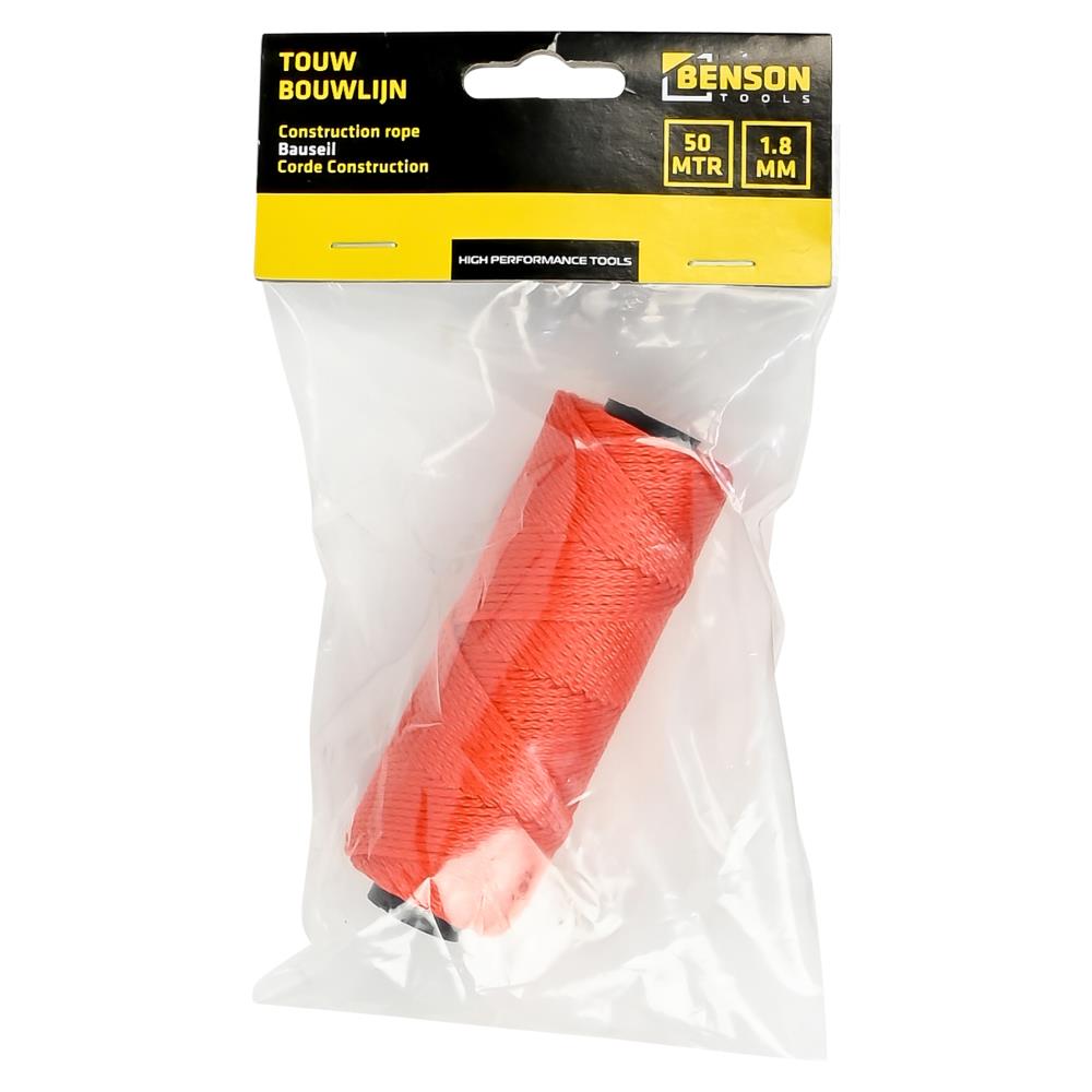 Touw bouwlijn 1.5 mm x 50 mtr oranje