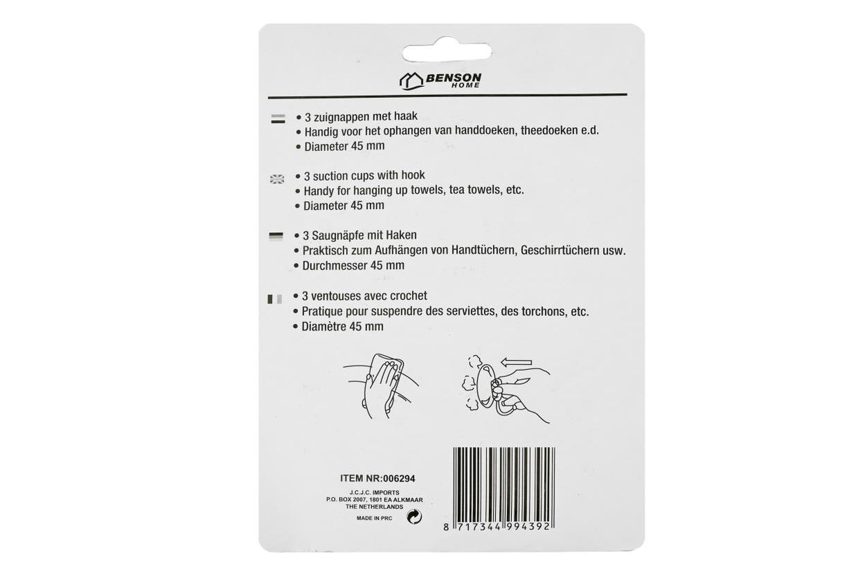 Saugnapf mit Haken 3-tlg ø45 mm