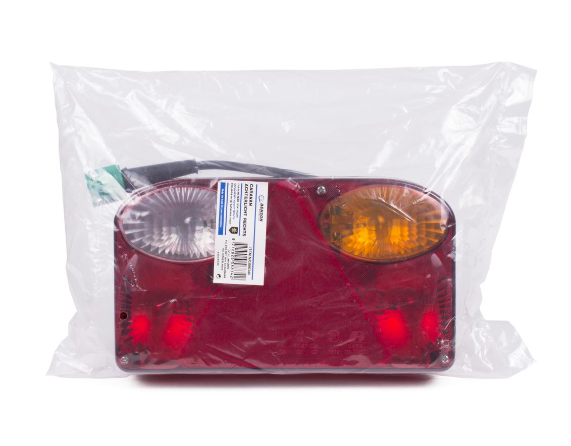 Caravan rear light right white deluxe + cable