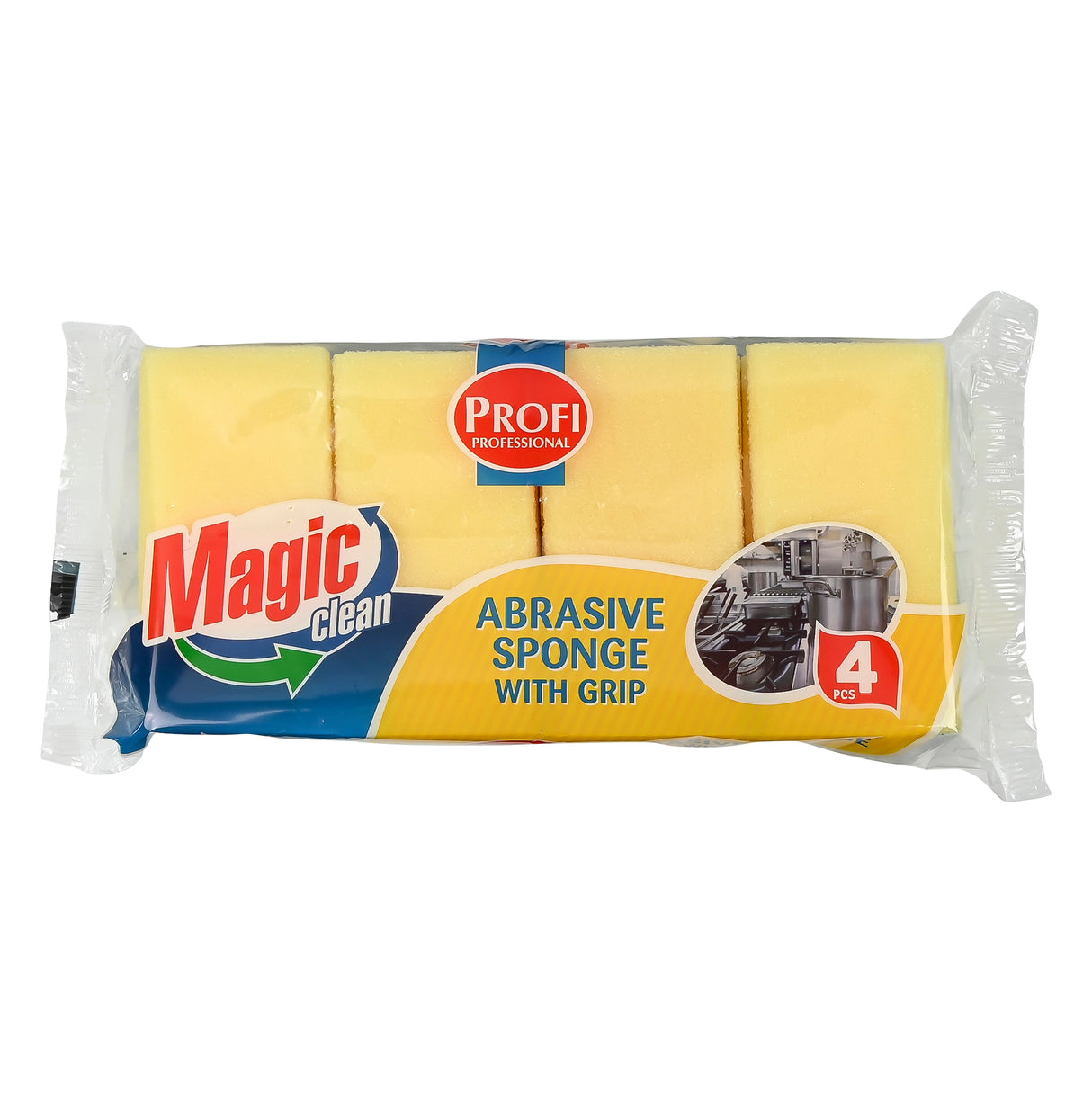 Magic Clean Professional Scouring Sponge Jumbo with grip 4 pcs