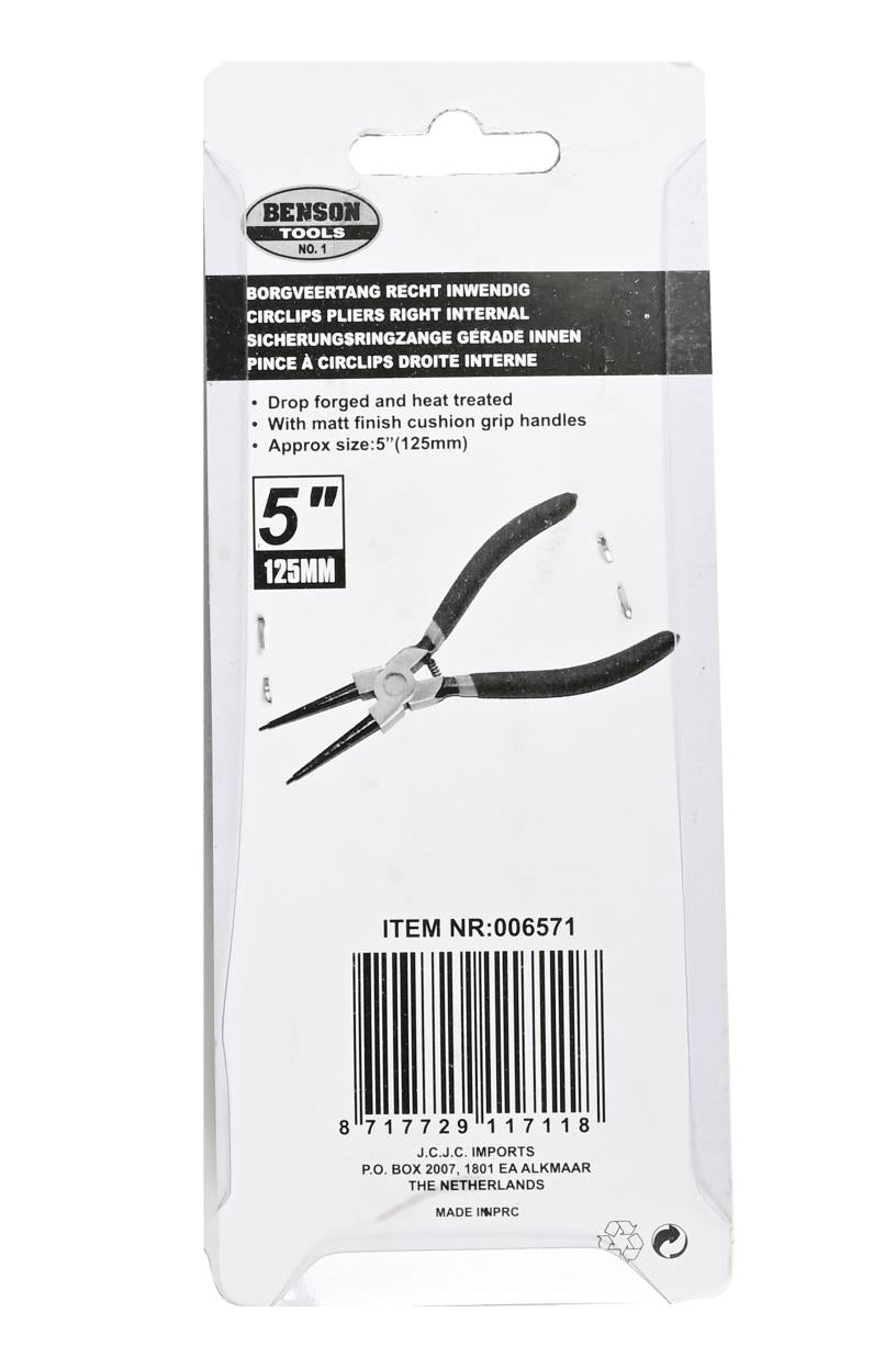 Circlips pliers 125 mm straight internal