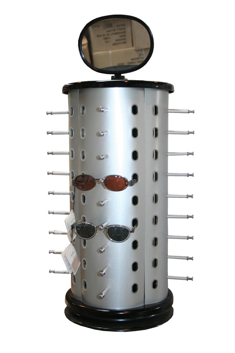 Eyeglasses display for 36 glasses silver