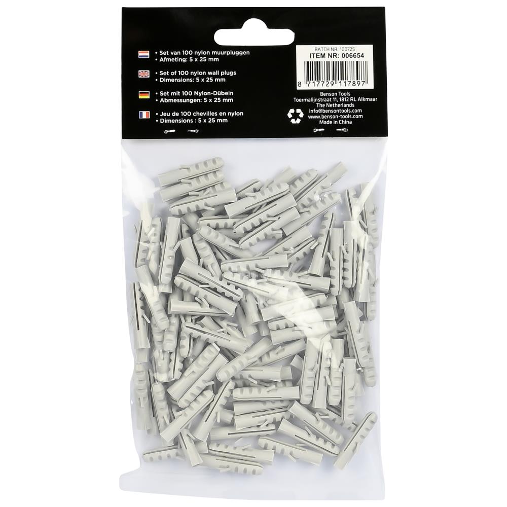 Chevilles 5 mm nylon 100 pcs