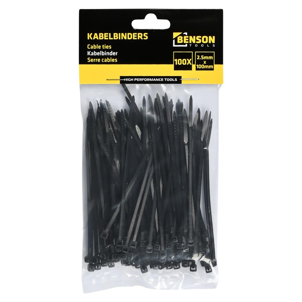 Attaches de câble 2,5 x 100 mm 100 pcs noir