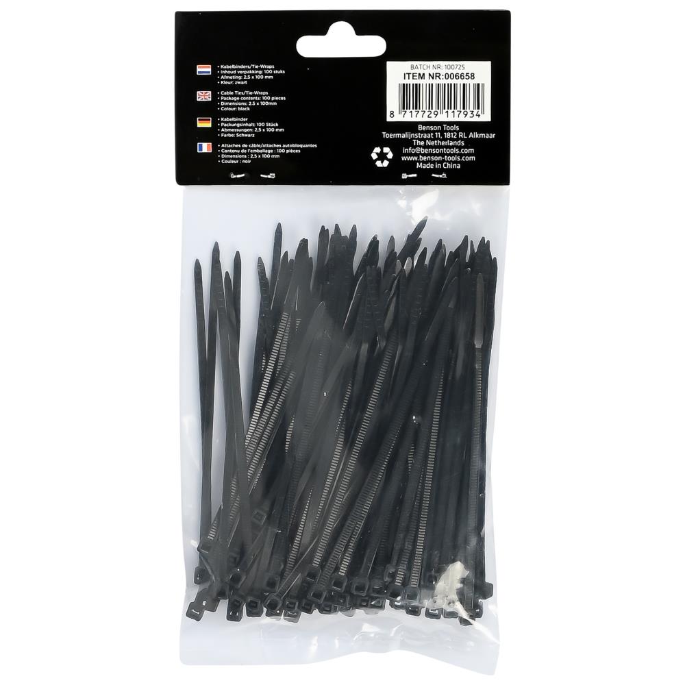 Attaches de câble 2,5 x 100 mm 100 pcs noir