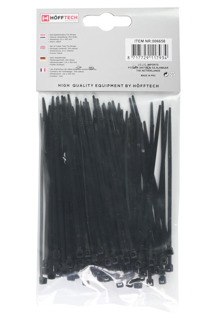 Attaches de câble 2,5 x 100 mm 100 pcs noir