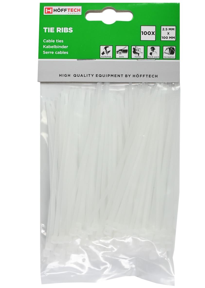 Kabelbinders 2.5 x 100 mm 100 dlg wit