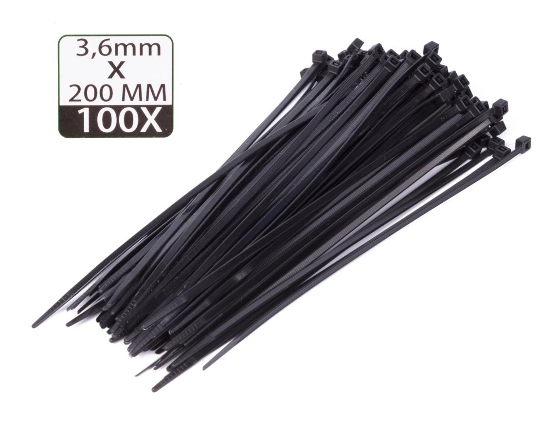 Cable ties 3.6 x 200 mm 100 pcs black