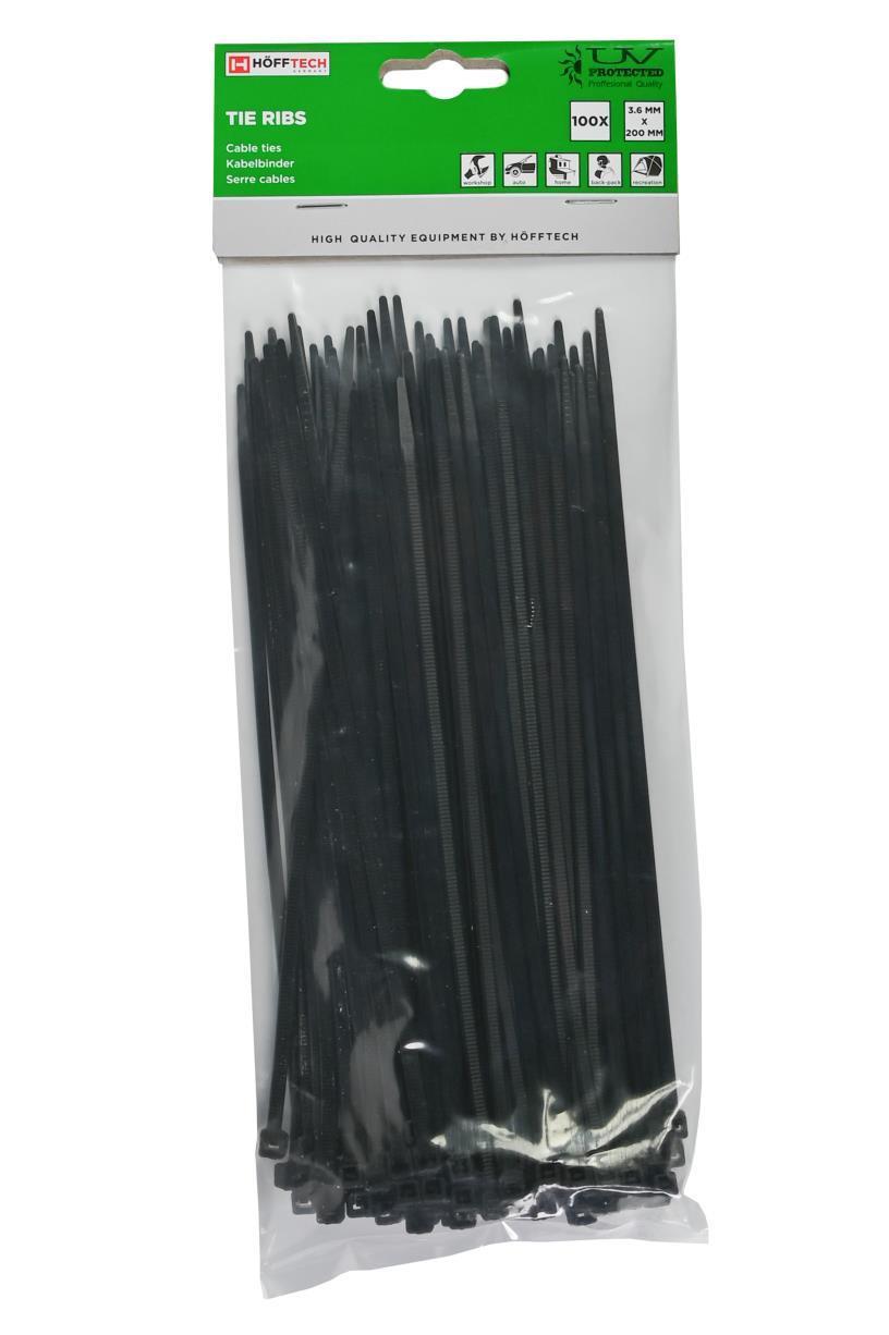 Cable ties 3.6 x 200 mm 100 pcs black