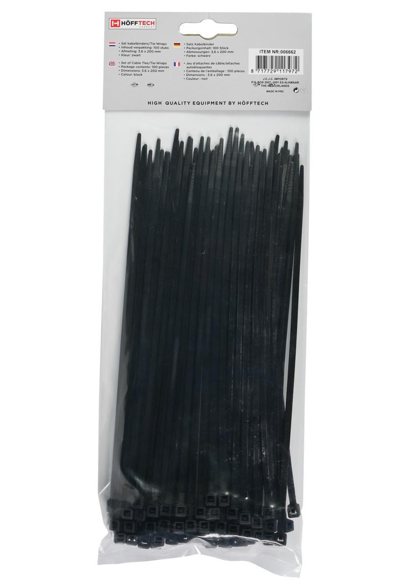 Cable ties 3.6 x 200 mm 100 pcs black