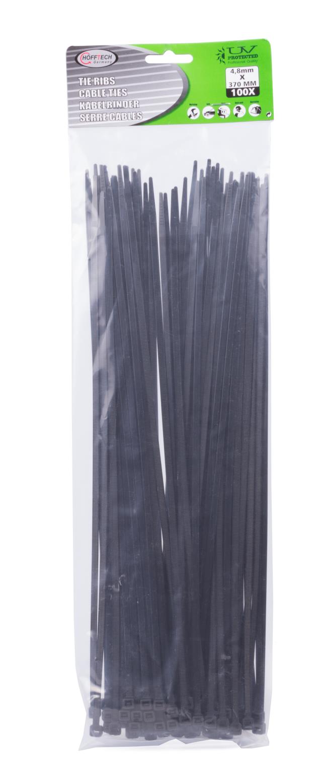 Attaches de câble 4,8 x 380 mm 100 pcs noir
