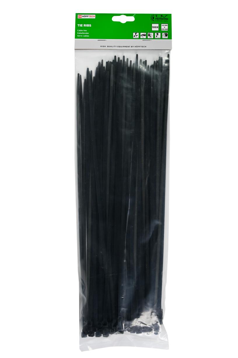 Attaches de câble 4,8 x 380 mm 100 pcs noir