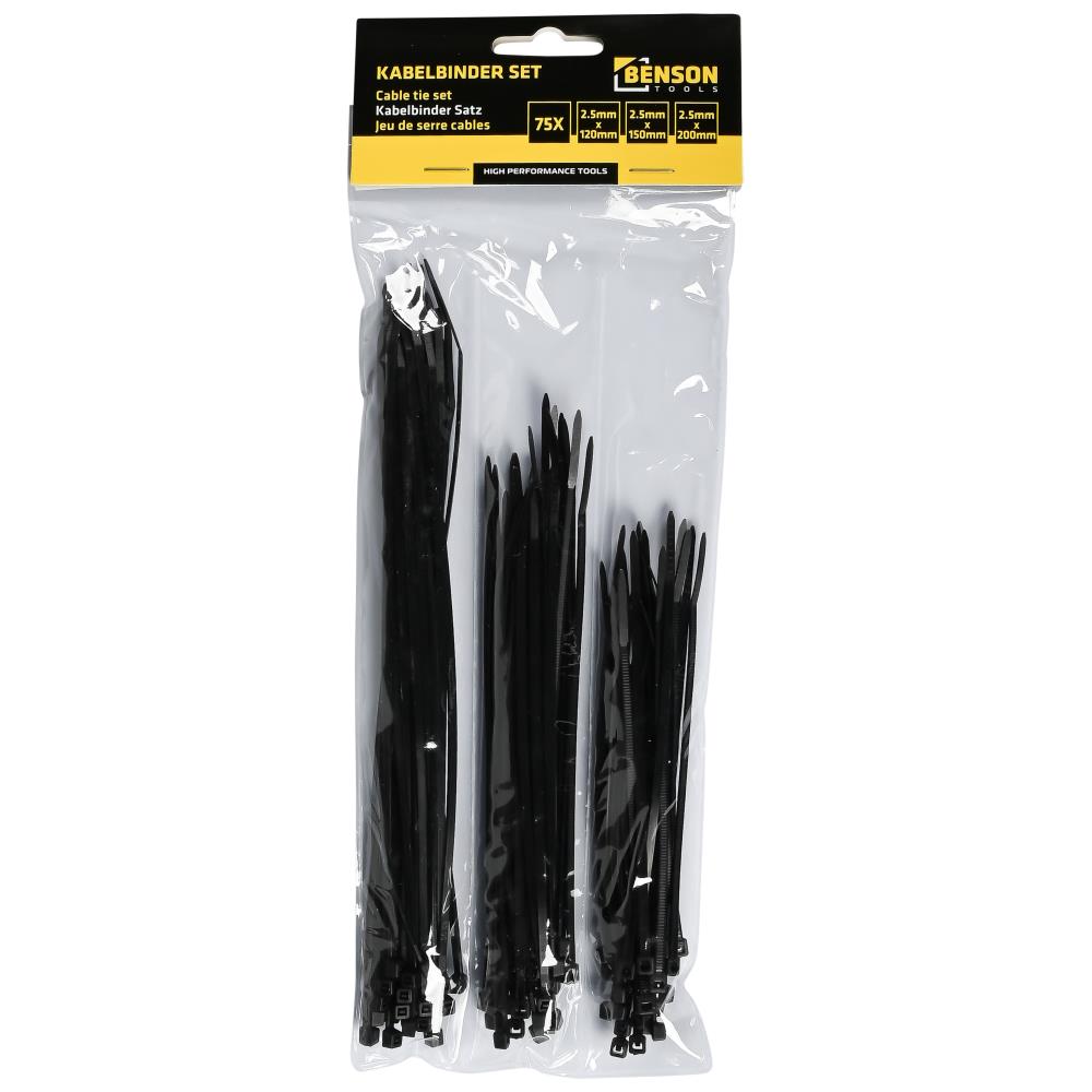 Cable ties 75 pieces black
