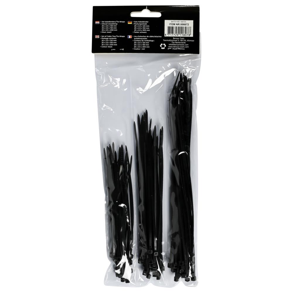 Cable ties 75 pieces black