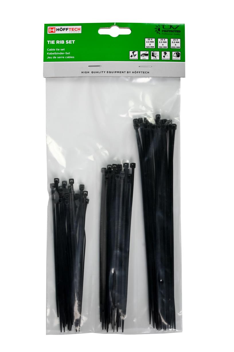 Cable ties 75 pieces black