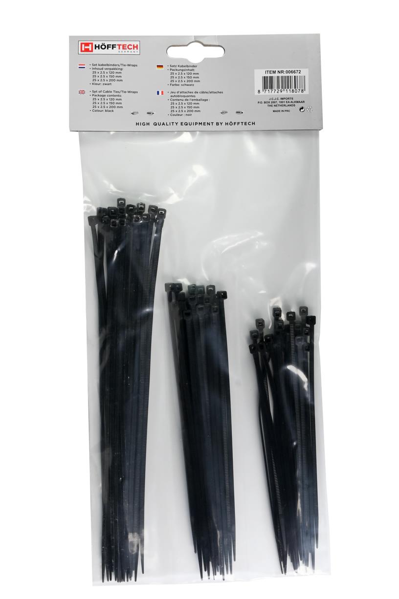 Cable ties 75 pieces black