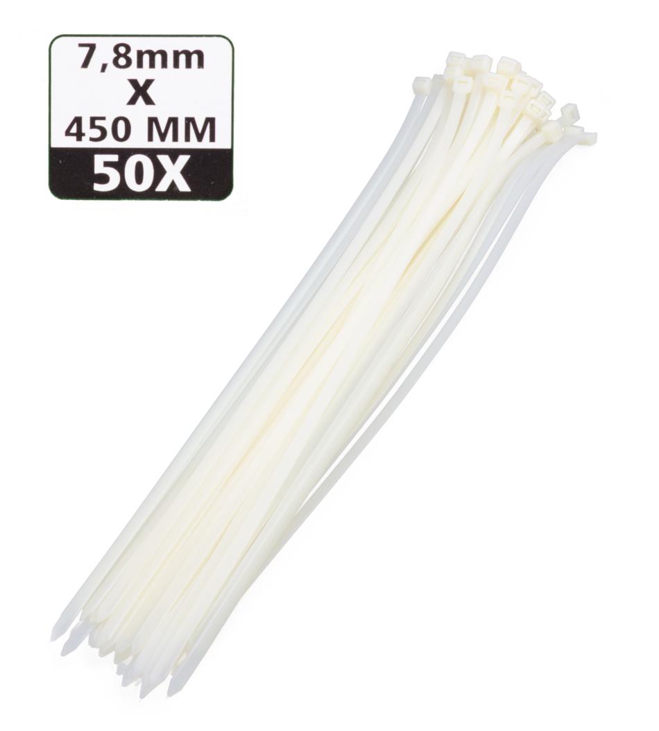 Attaches de câble 7,8 x 450 mm 50 pièces blanc