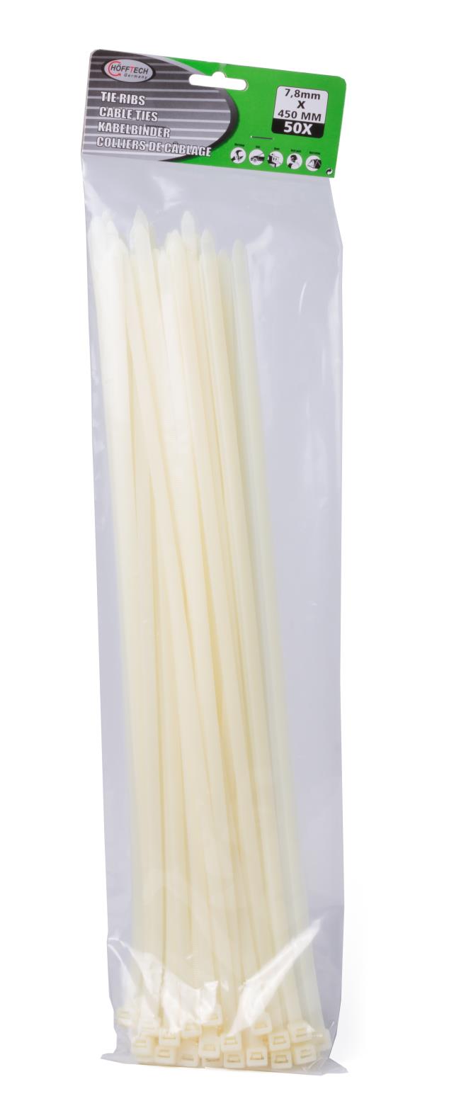 Attaches de câble 7,8 x 450 mm 50 pièces blanc