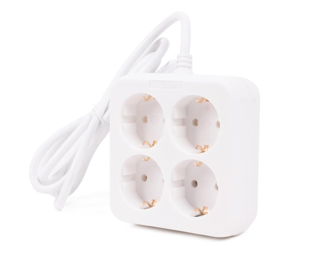 Extention socket 4-way + earth + 1.5 m square