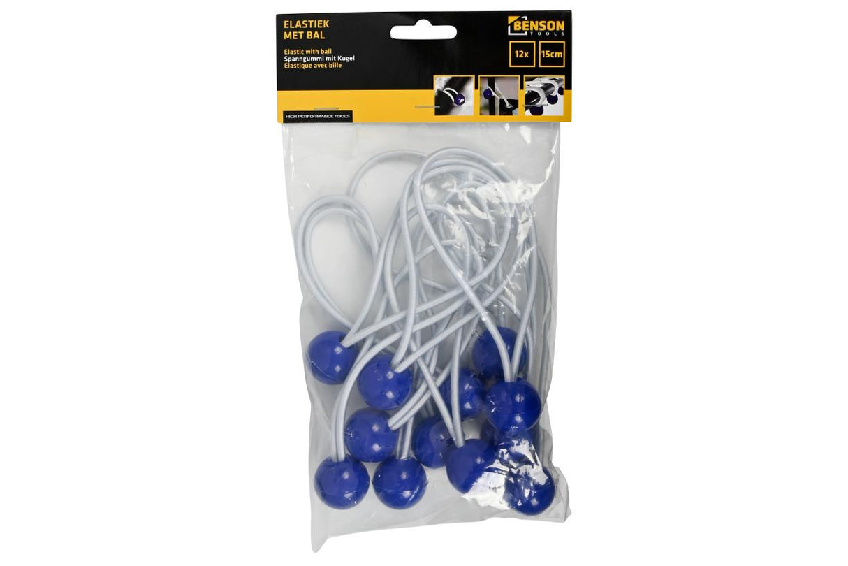 Élastique avec bille 12 pcs +/- 15 cm